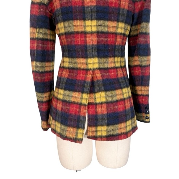 Vintage G.J. Forbes Tartan Plaid Faux Fur Blazer Jacket Size Small - Picture 8 of 12